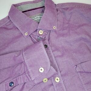 32 Bar Blues Button Down Shirt Mens XL Purple Excellent‎ Cotton Long Sleeve